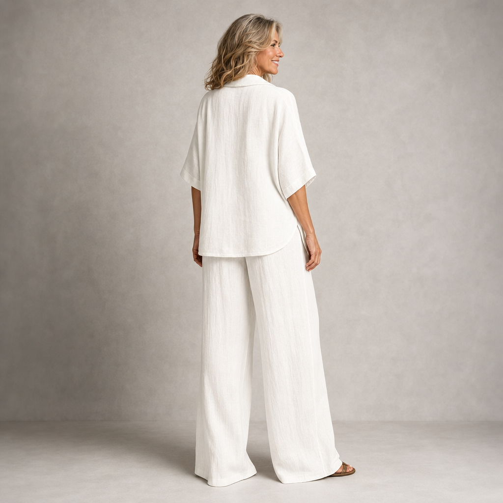 Elegant Casual Linen Two-Piece Lounge Set