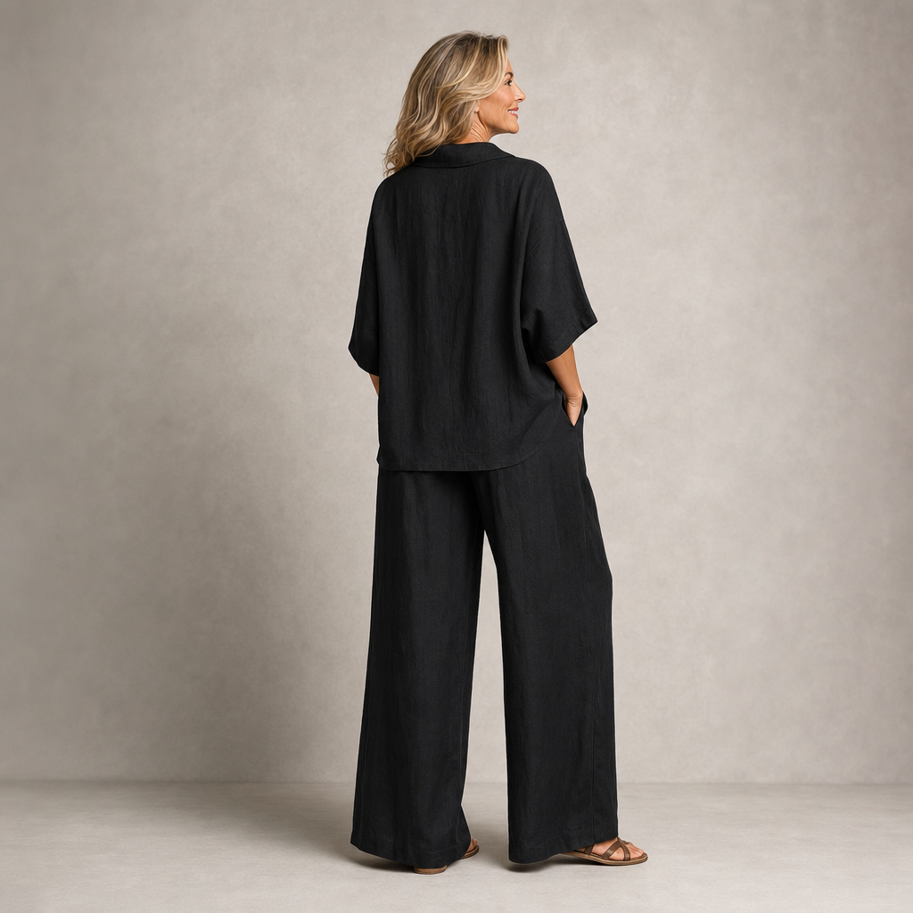 Elegant Casual Linen Two-Piece Lounge Set