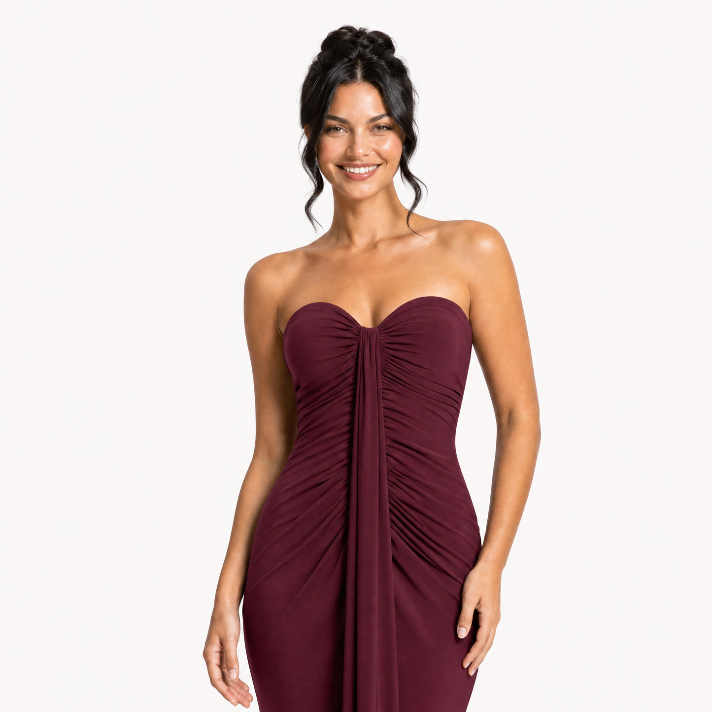 Strapless Sweetheart Drape Maxi Dress