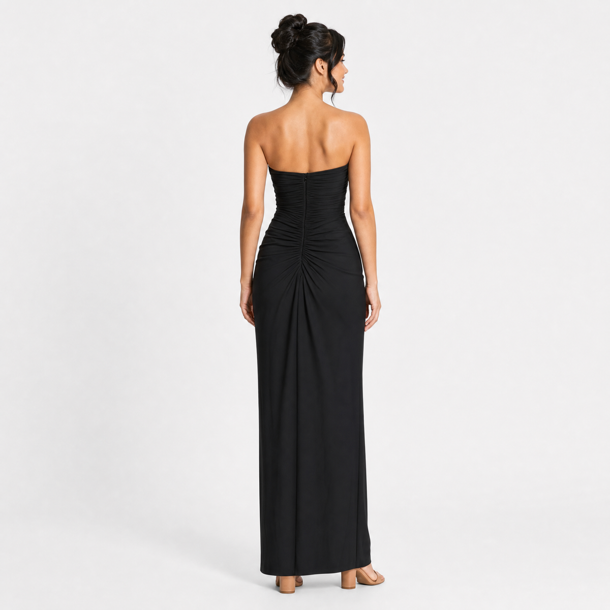 Strapless Sweetheart Drape Maxi Dress