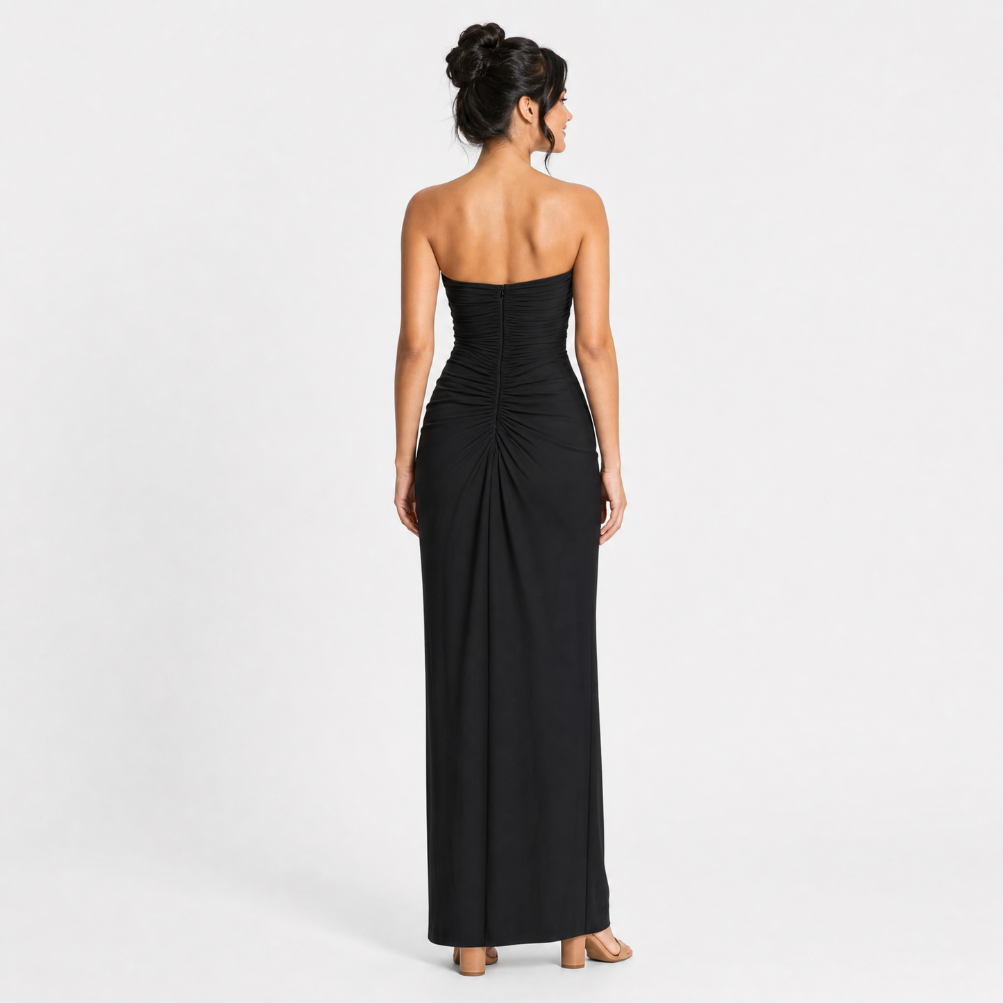 Strapless Sweetheart Drape Maxi Dress