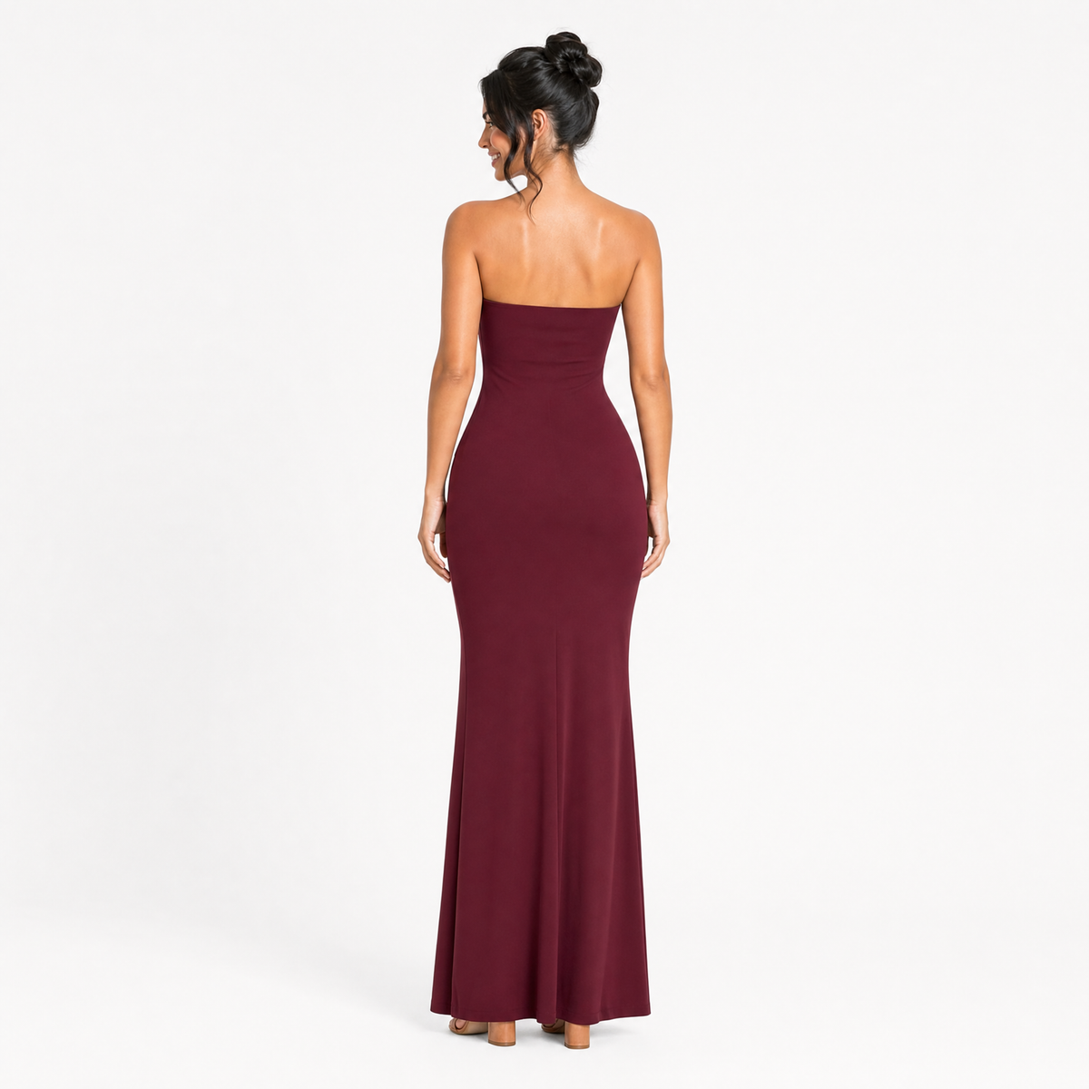 Strapless Sweetheart Drape Maxi Dress