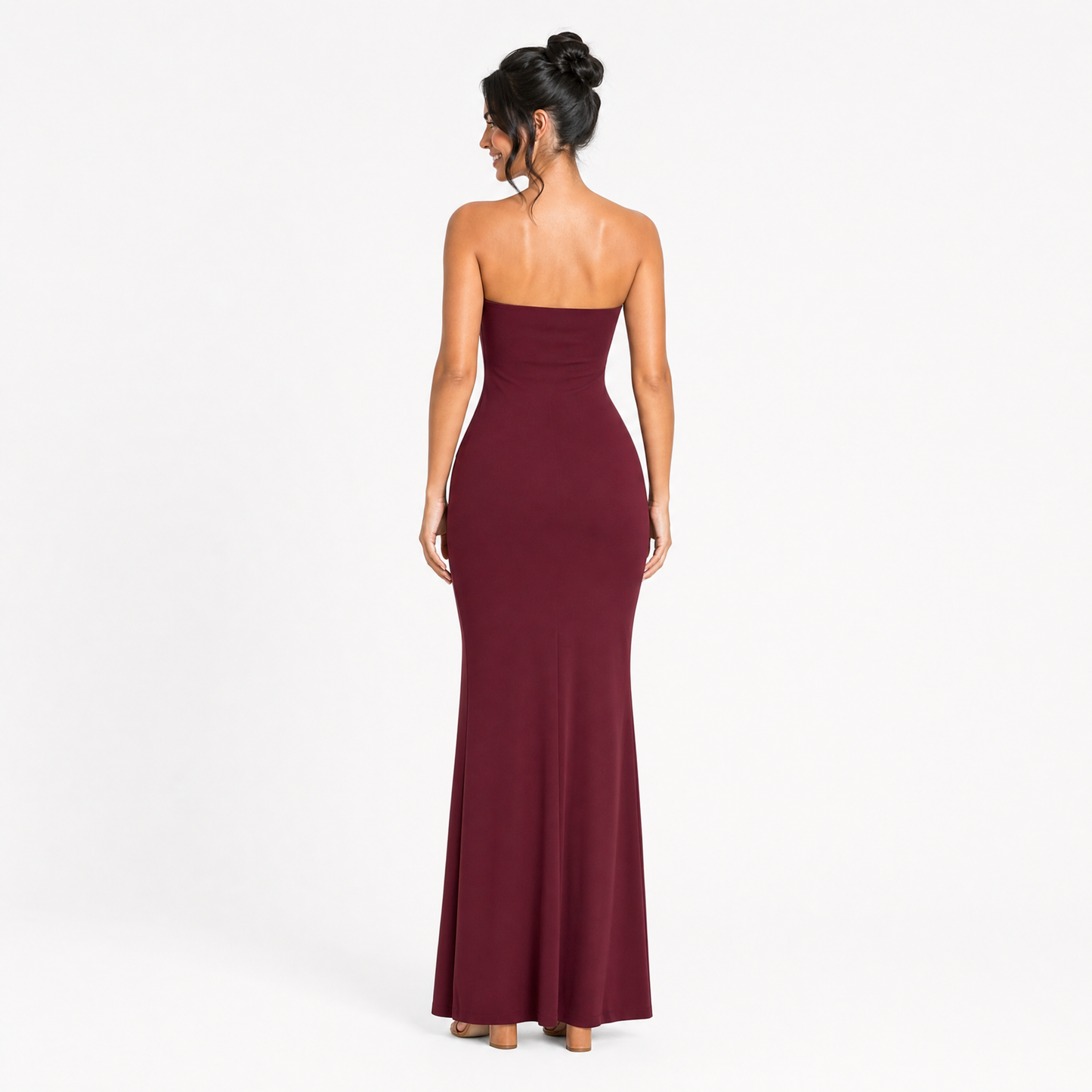 Strapless Sweetheart Drape Maxi Dress