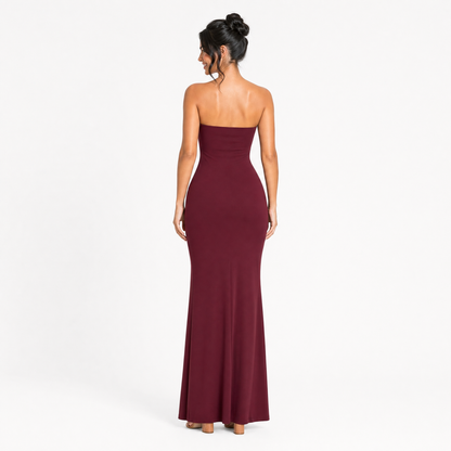 Strapless Sweetheart Drape Maxi Dress