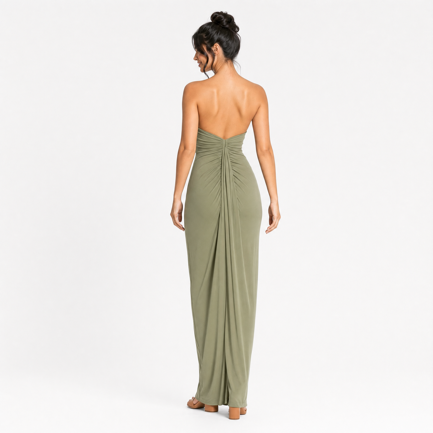 Strapless Sweetheart Drape Maxi Dress