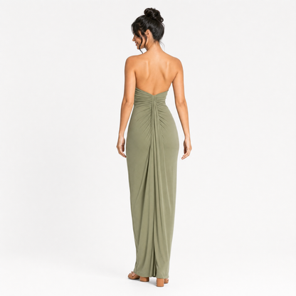 Strapless Sweetheart Drape Maxi Dress