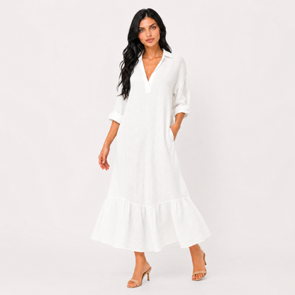 The Navari Linen-Blend Shirt Maxi Dress