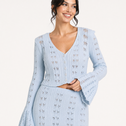 Bell Sleeve Knit Crop Top