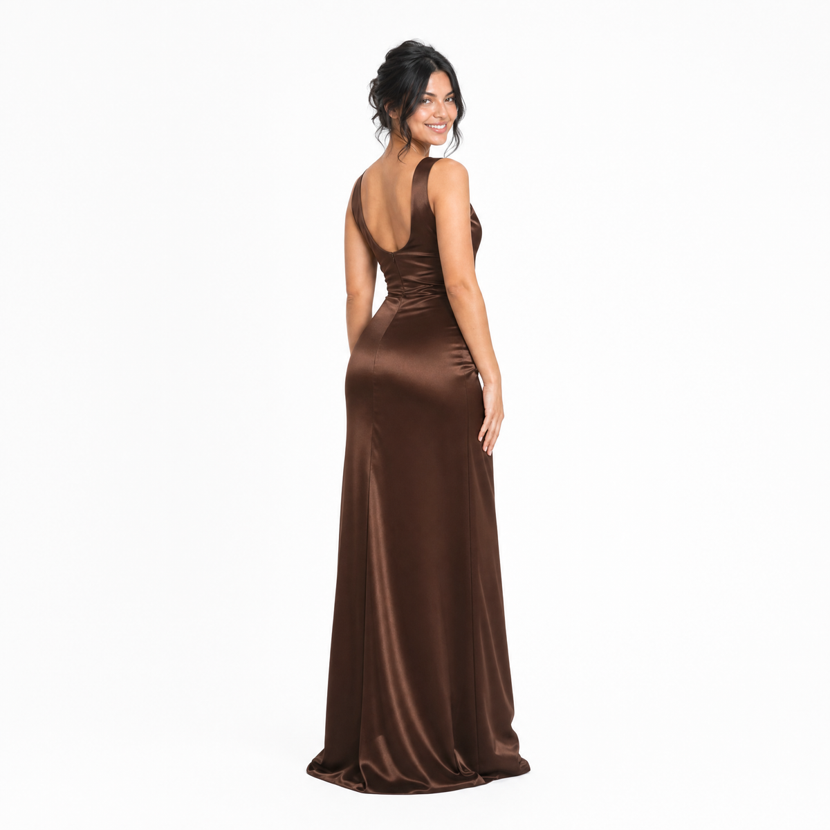 Cowl Neck High Slit Dress