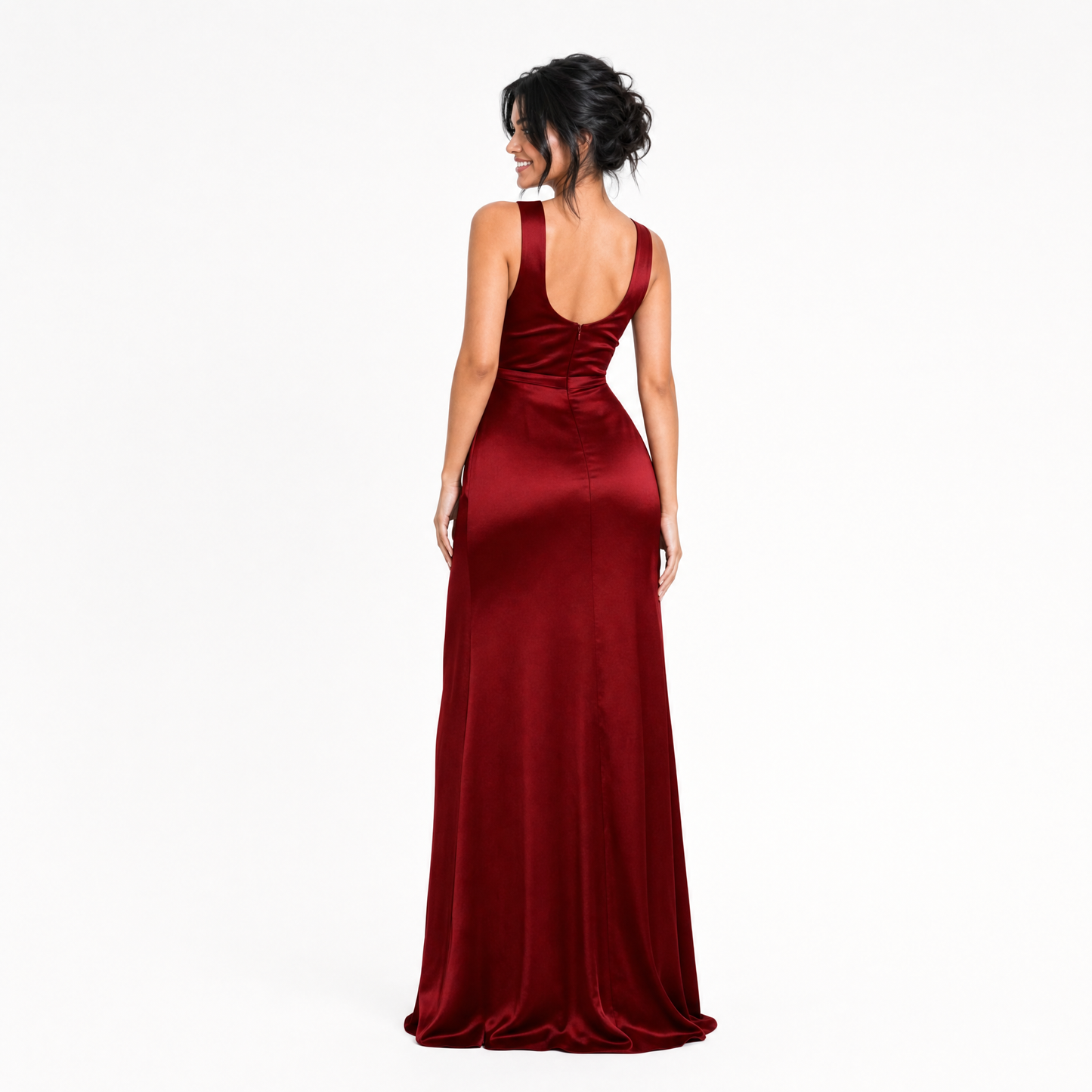 Cowl Neck High Slit Dress