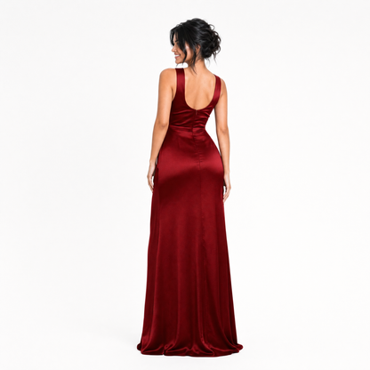 Cowl Neck High Slit Dress