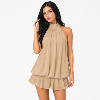 High Neck Layered Summer Mini Dress