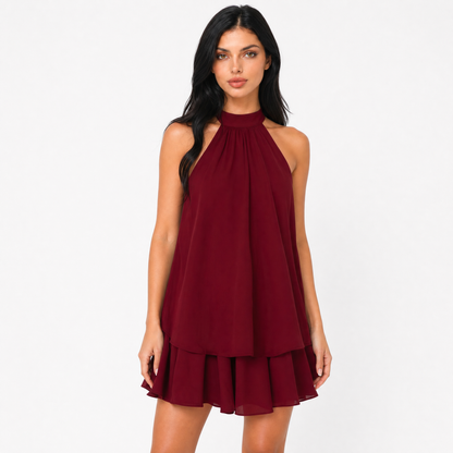 High Neck Layered Summer Mini Dress