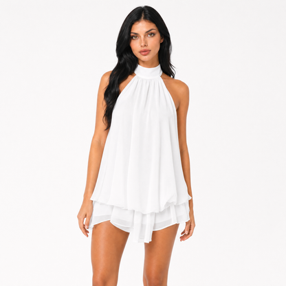 High Neck Layered Summer Mini Dress