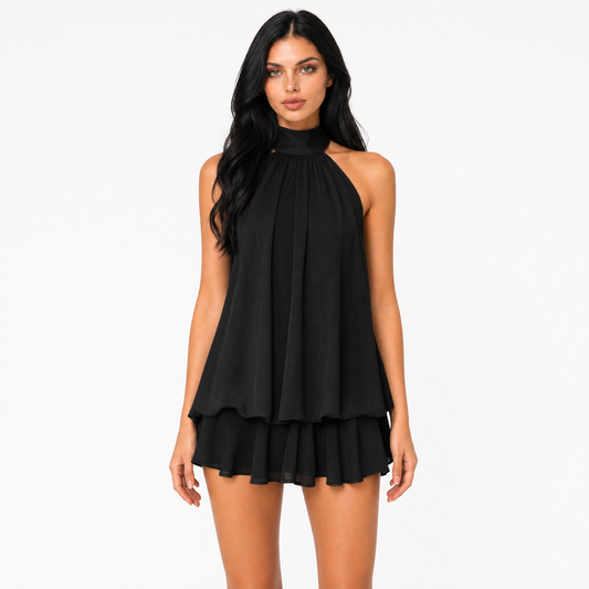 High Neck Layered Summer Mini Dress