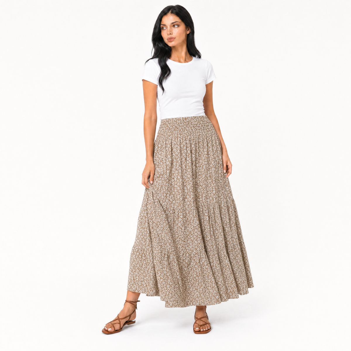 Tiered Floral Maxi Skirt