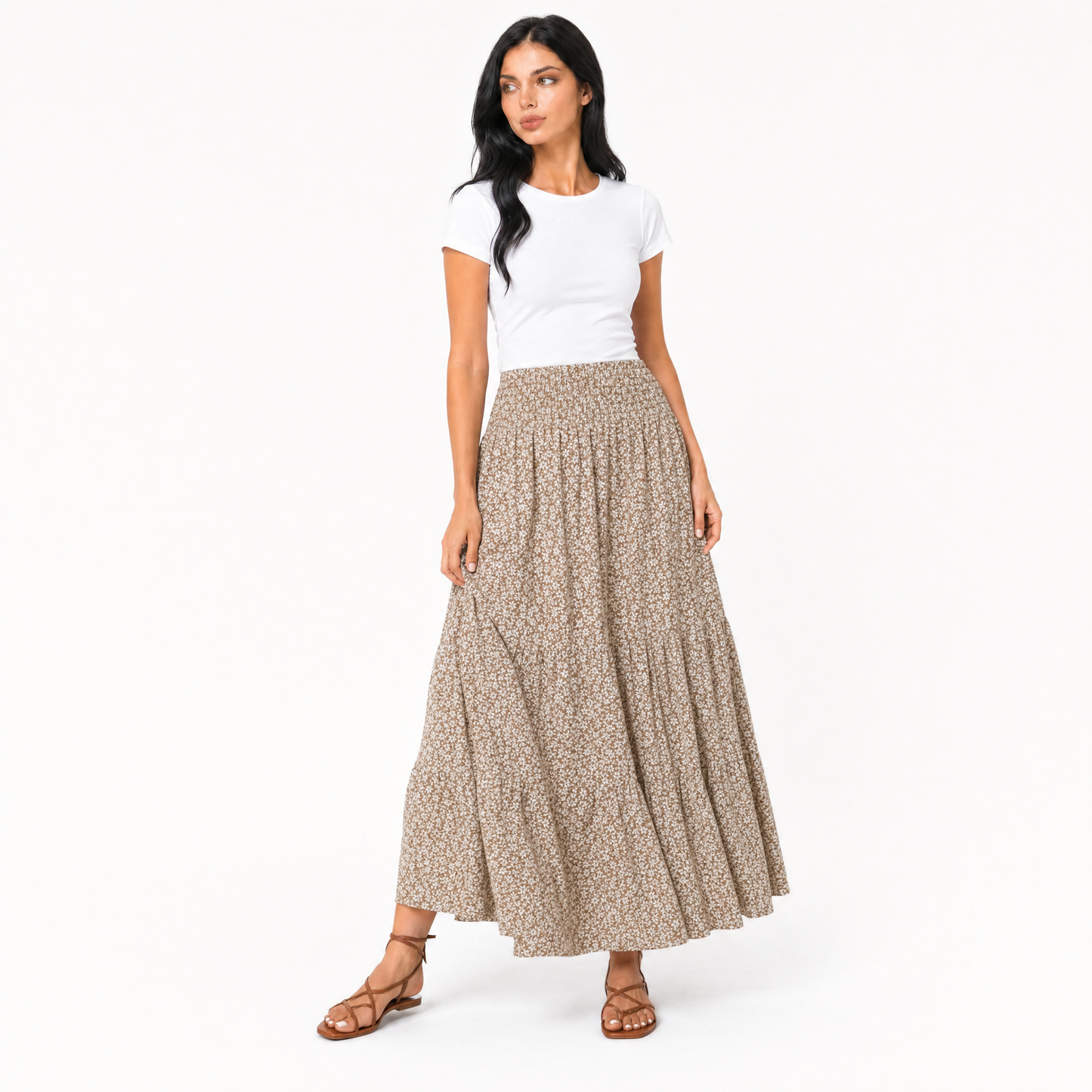 Tiered Floral Maxi Skirt