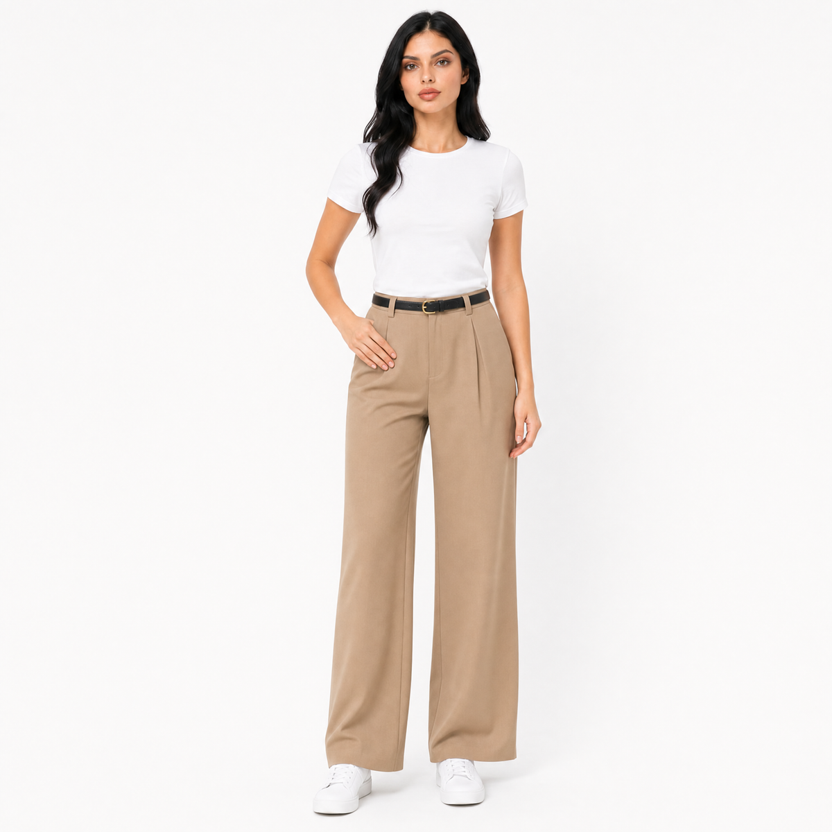 Belted Wide Leg Trousers