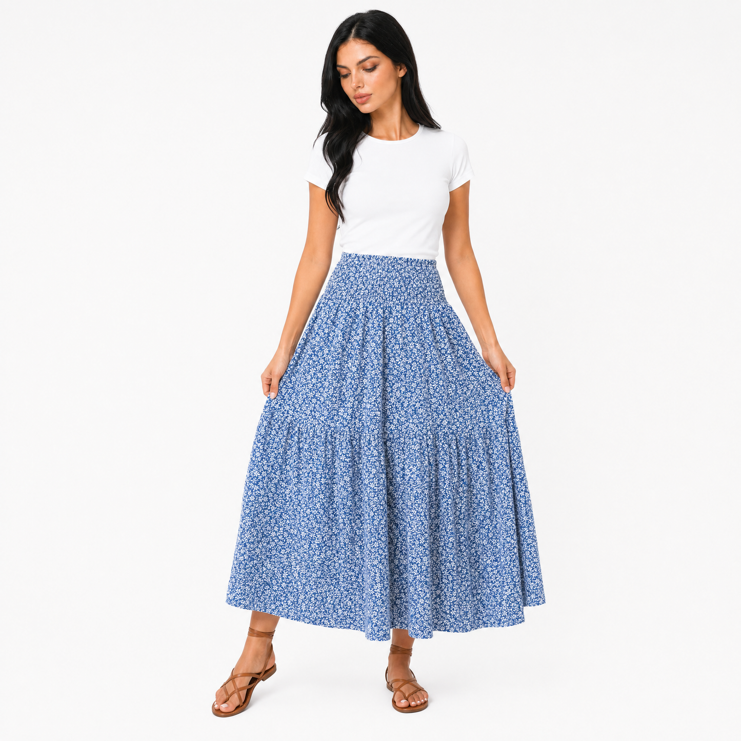 Tiered Floral Maxi Skirt