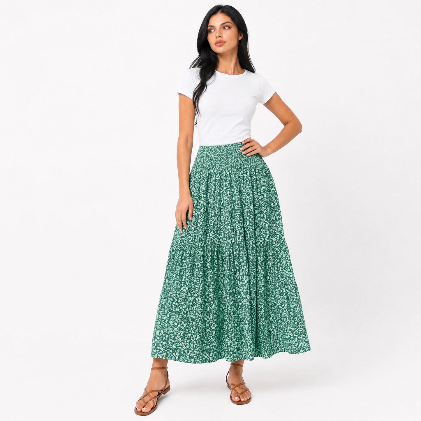 Tiered Floral Maxi Skirt