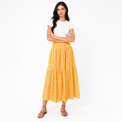 Tiered Floral Maxi Skirt