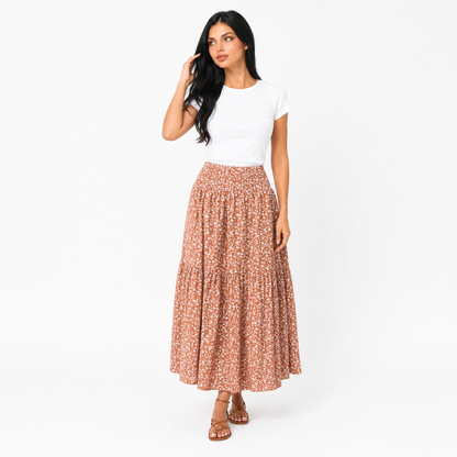 Tiered Floral Maxi Skirt