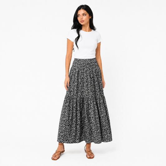 Tiered Floral Maxi Skirt