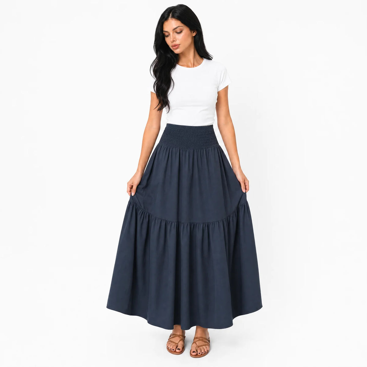 Women's Boho High Waisted Tiered Maxi Skirt