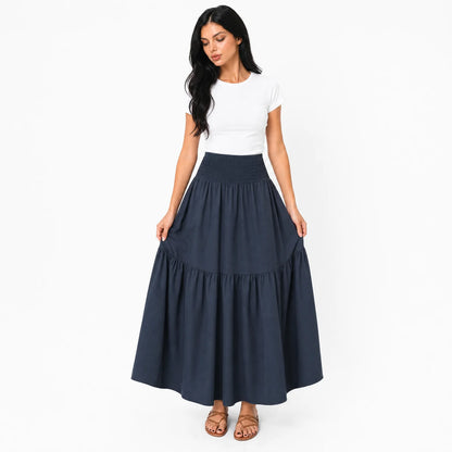 Women's Boho High Waisted Tiered Maxi Skirt