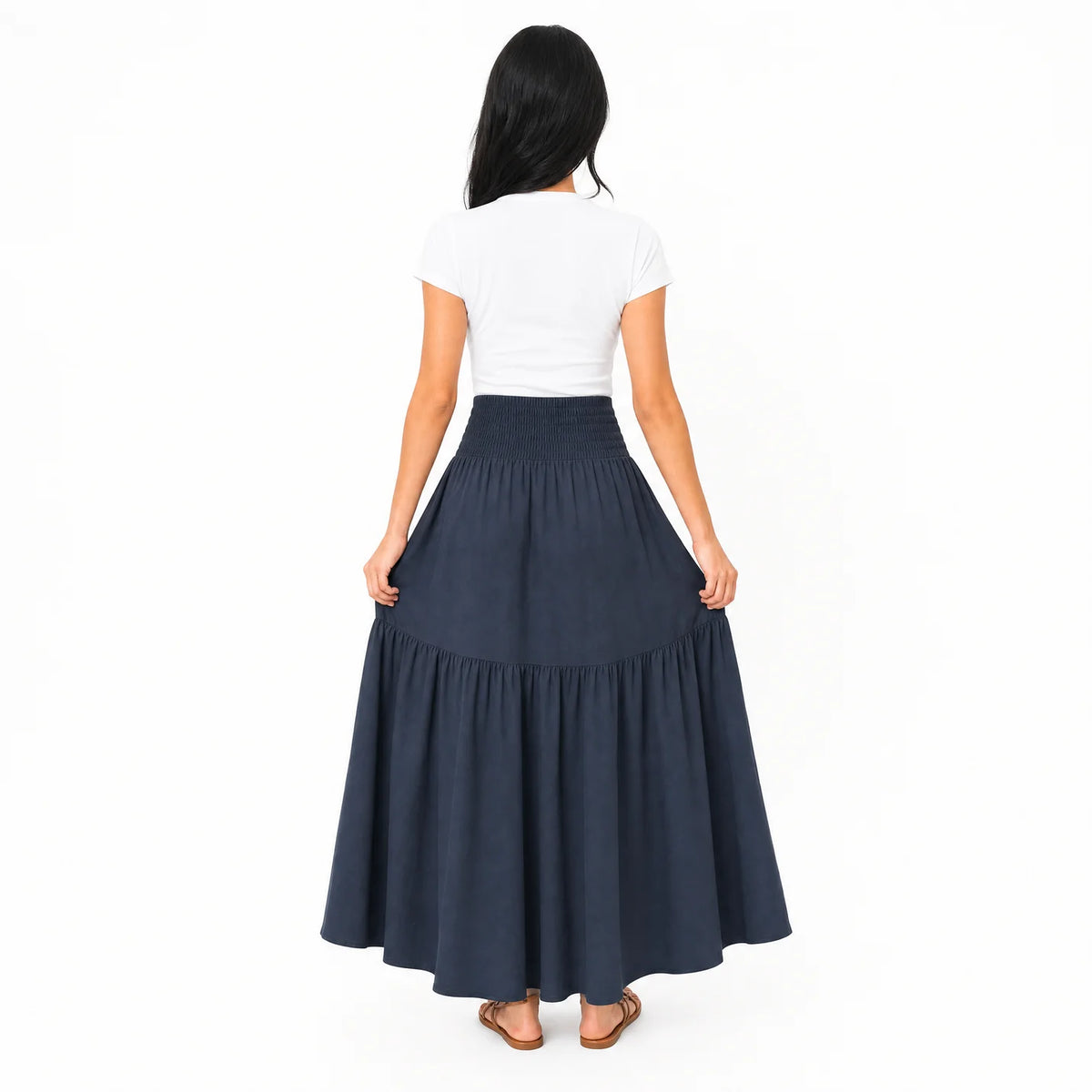 Women's Boho High Waisted Tiered Maxi Skirt