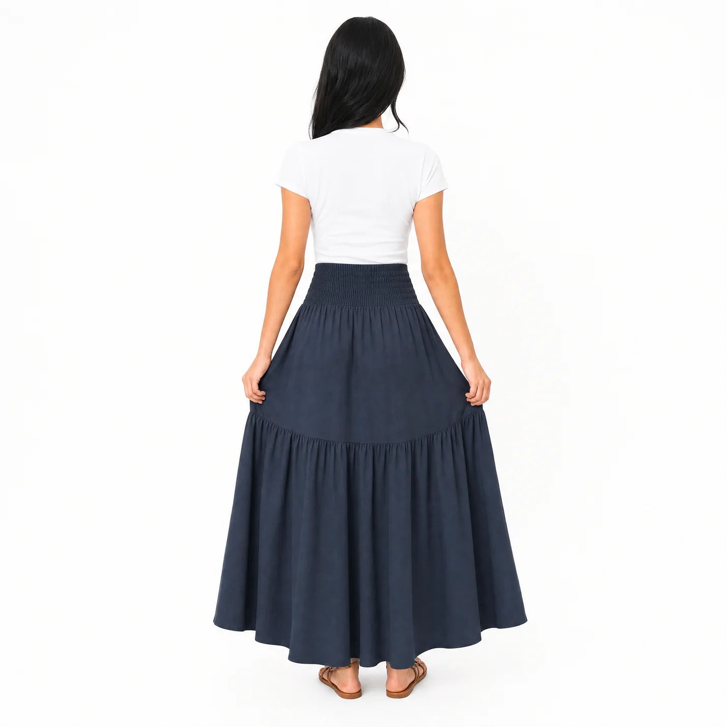 Women's Boho High Waisted Tiered Maxi Skirt