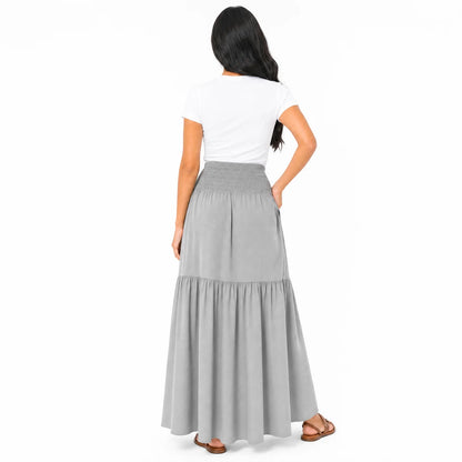 Women's Boho High Waisted Tiered Maxi Skirt