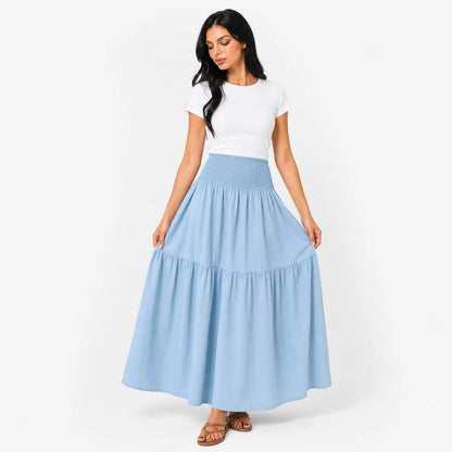 Women's Boho High Waisted Tiered Maxi Skirt