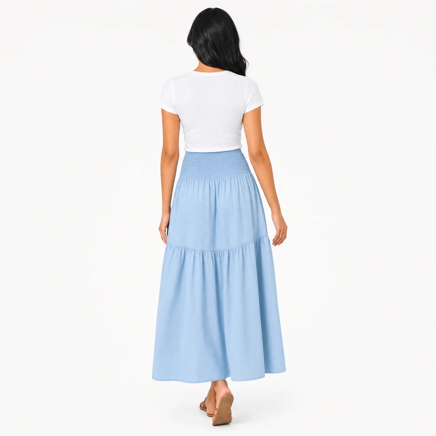 Women's Boho High Waisted Tiered Maxi Skirt