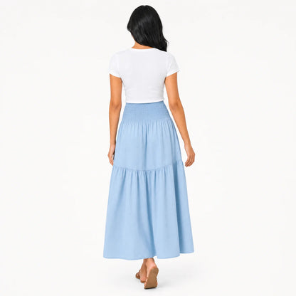 Women's Boho High Waisted Tiered Maxi Skirt