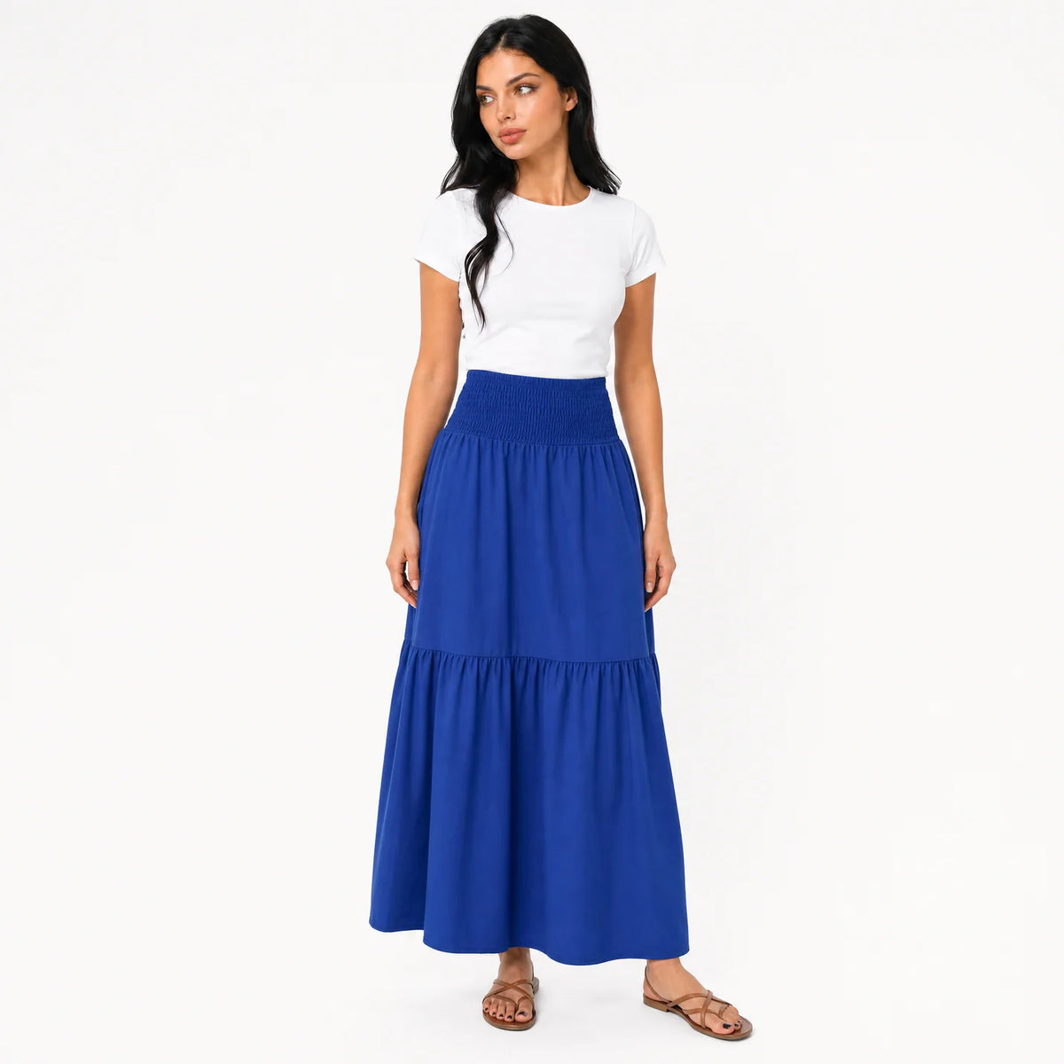 Women's Boho High Waisted Tiered Maxi Skirt