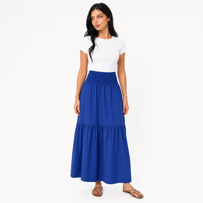 Women's Boho High Waisted Tiered Maxi Skirt