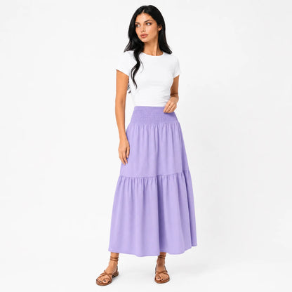Women's Boho High Waisted Tiered Maxi Skirt
