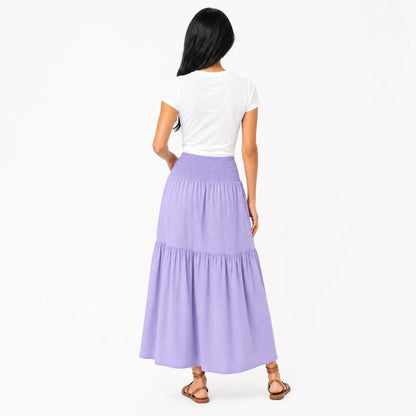 Women's Boho High Waisted Tiered Maxi Skirt