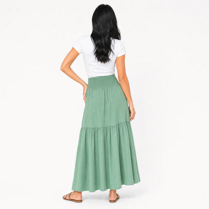 Women's Boho High Waisted Tiered Maxi Skirt