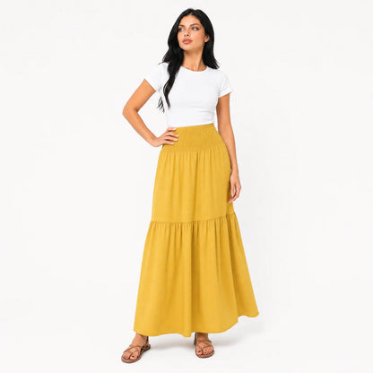 Women's Boho High Waisted Tiered Maxi Skirt