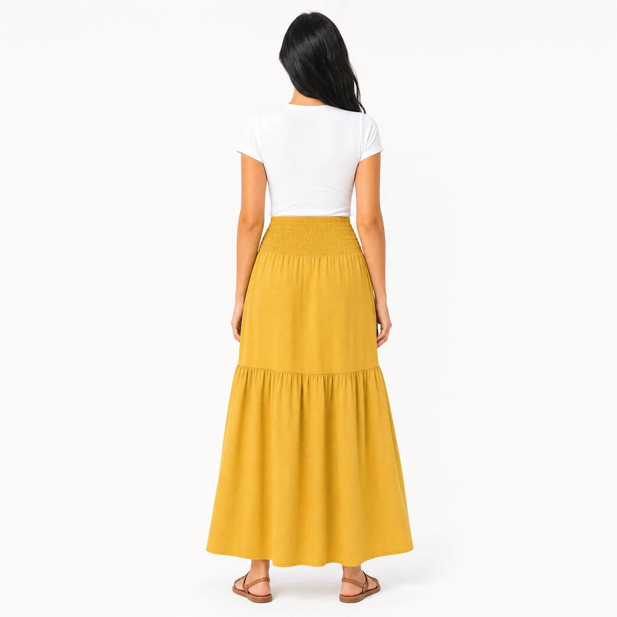 Women's Boho High Waisted Tiered Maxi Skirt