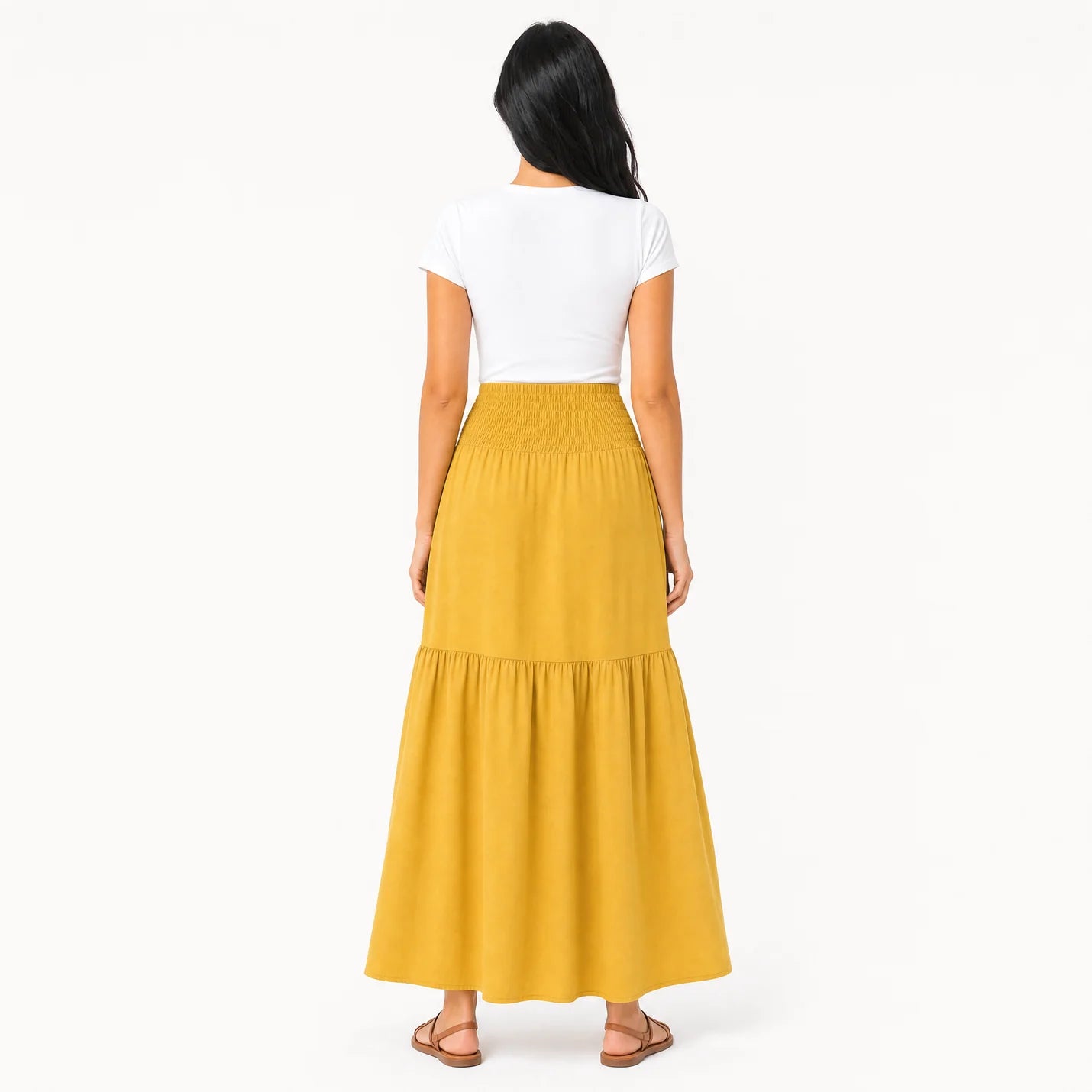 Women's Boho High Waisted Tiered Maxi Skirt