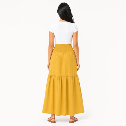 Women's Boho High Waisted Tiered Maxi Skirt