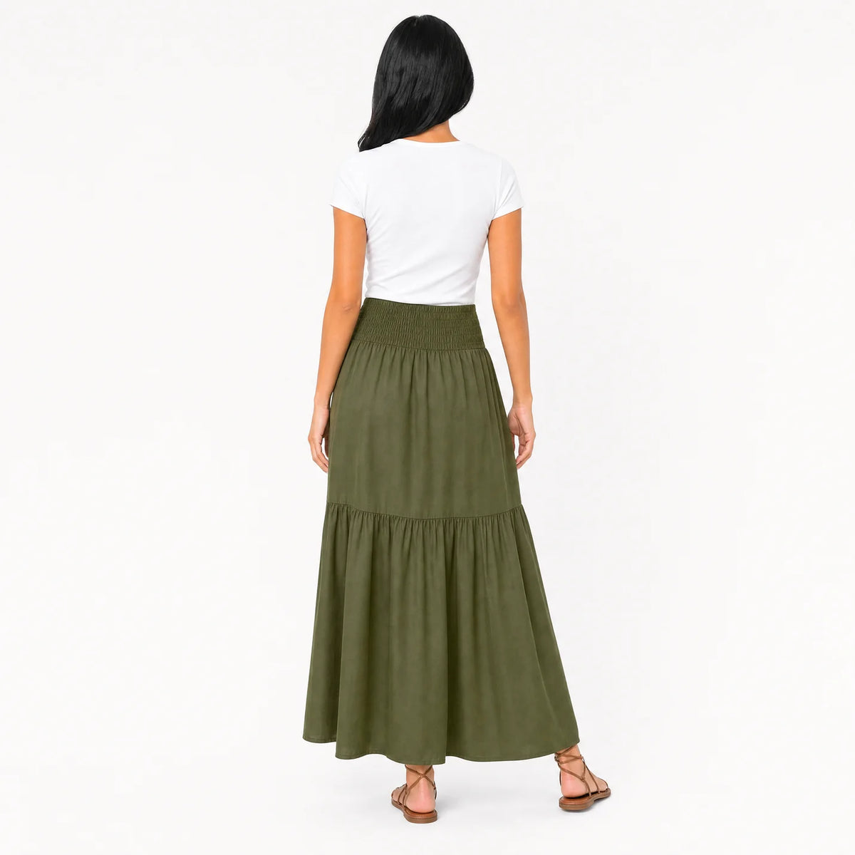 Women's Boho High Waisted Tiered Maxi Skirt