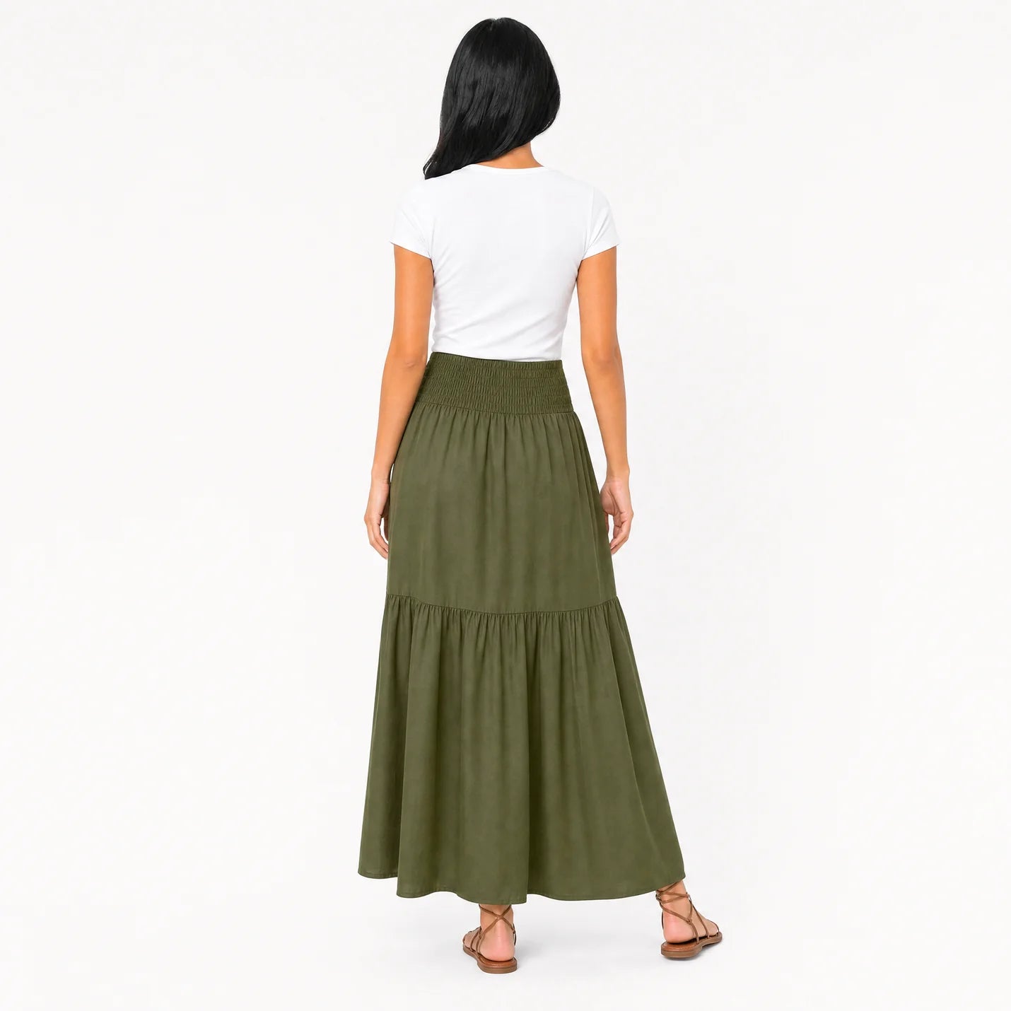 Women's Boho High Waisted Tiered Maxi Skirt