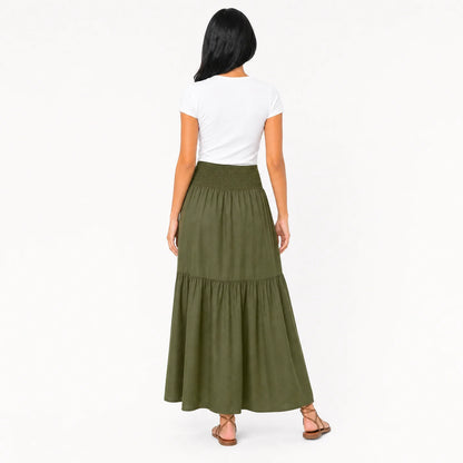 Women's Boho High Waisted Tiered Maxi Skirt