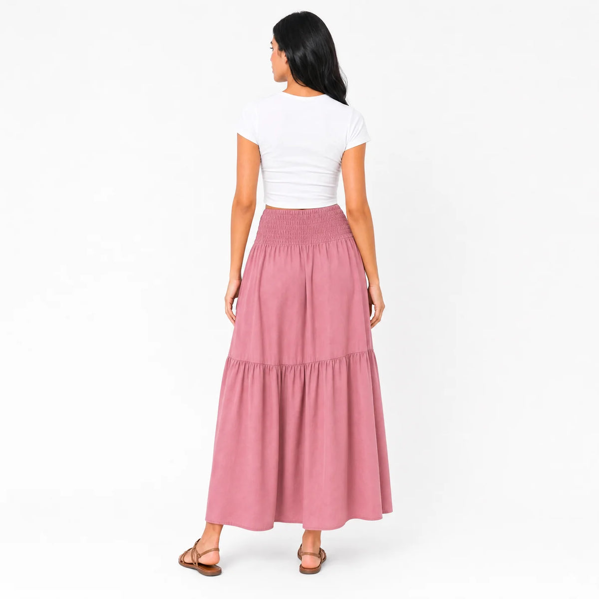 Women's Boho High Waisted Tiered Maxi Skirt
