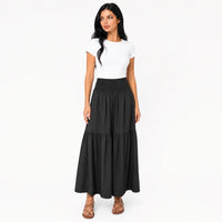 Women's Boho High Waisted Tiered Maxi Skirt