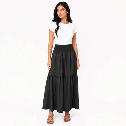 Women's Boho High Waisted Tiered Maxi Skirt